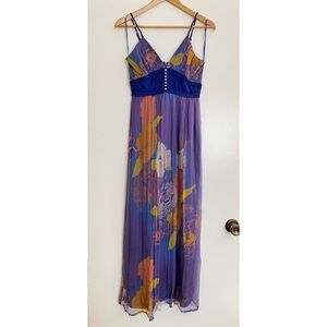 Hype by Anthropologie, Silk Blend Floral Multicolor Maxi dress, Small